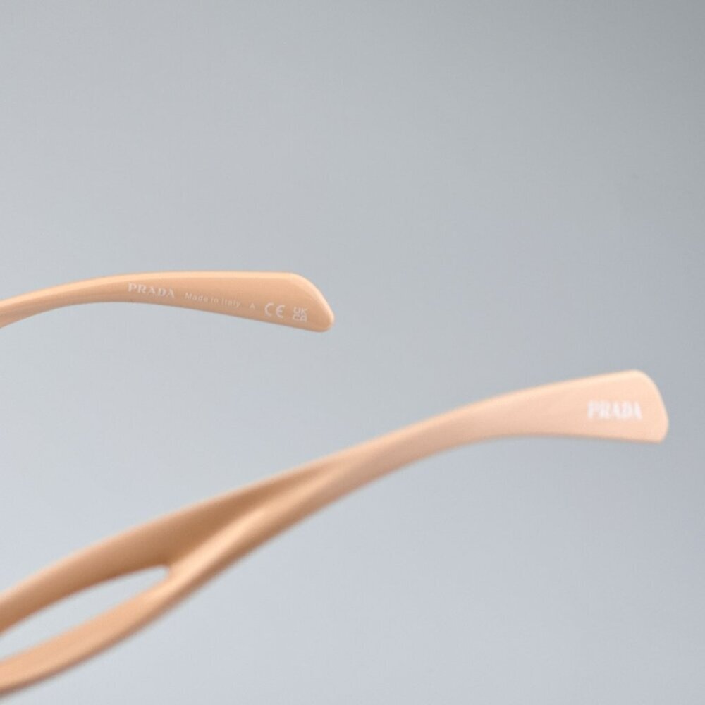 Prada PRA15S 18Q4I2 BRAND NEW Sunglasses Peach Light Brown Rectangle Unisex - Picture 10 of 14